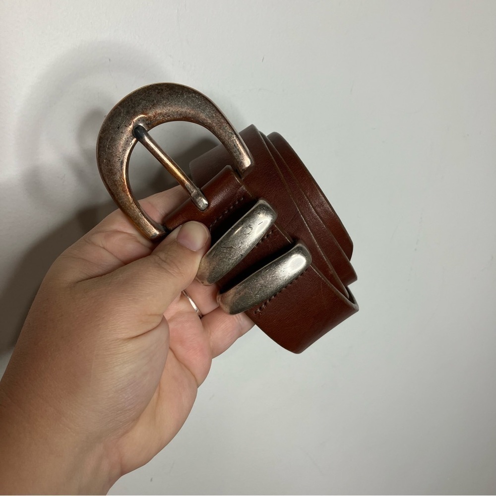 Eddie Bauer Brown Leather Belt with Silver Buckle